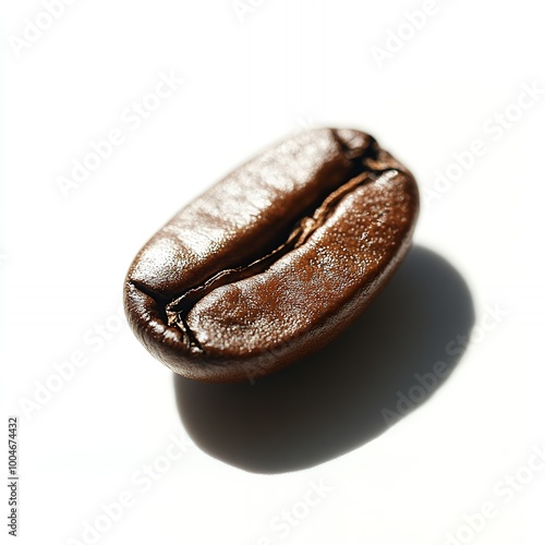 A single coffee bean on a white background.