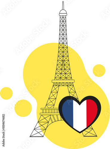 Paris icon. Eiffel Tower icon, logo element. print vector symbol. French flag