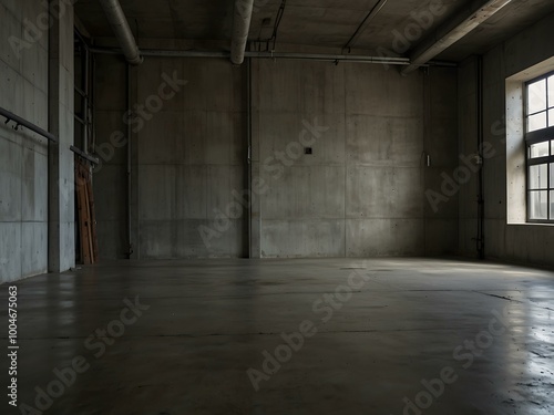 Grungy concrete room with industrial vibe.