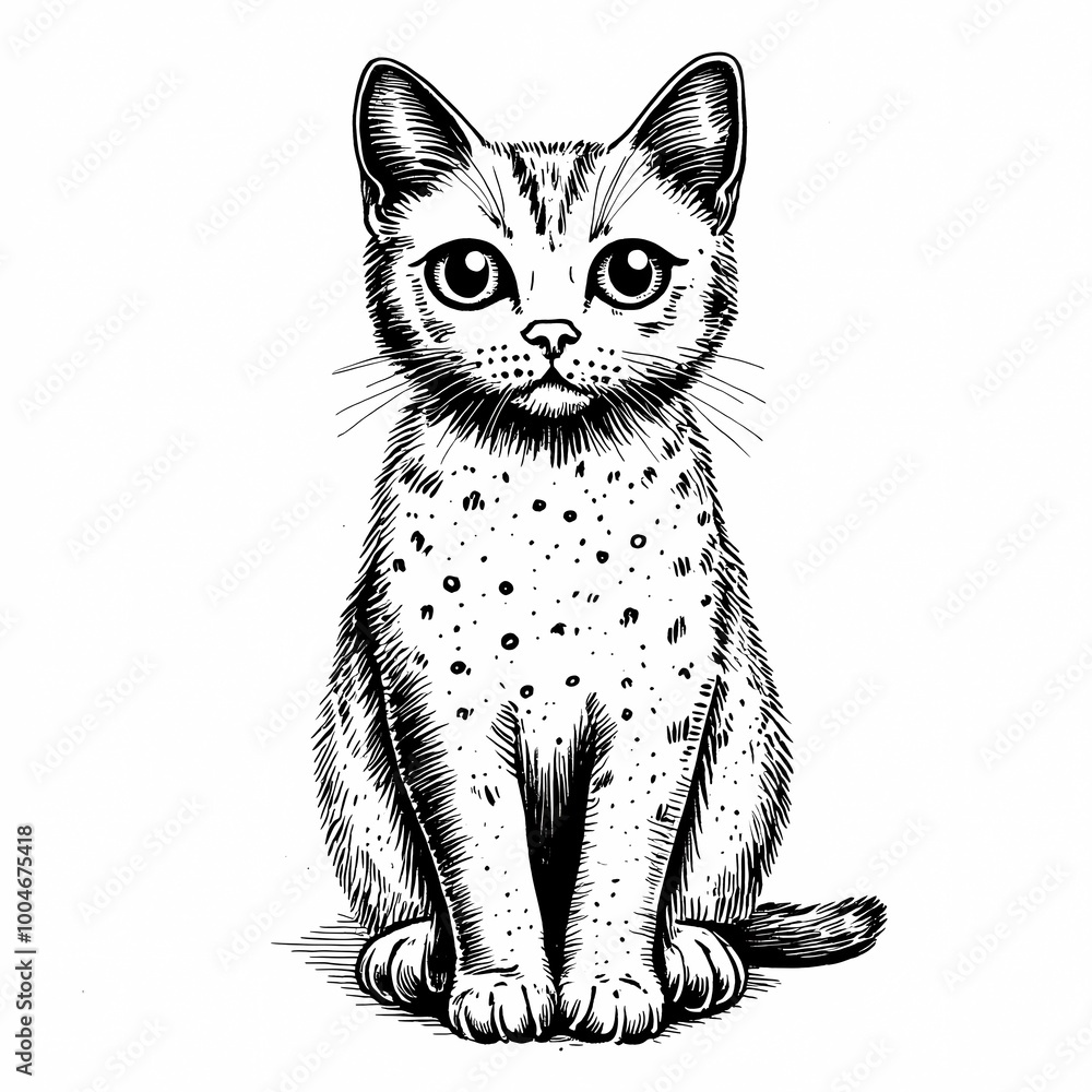Obraz premium Coloring page with a cat, black and white outline. A great opportunity for children to show their imagination and artistic skills.