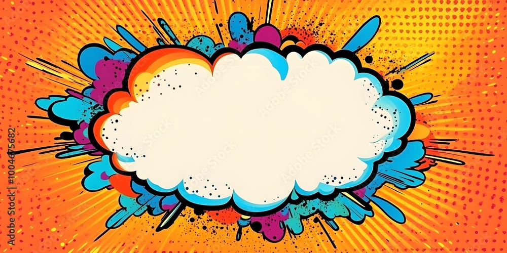 © Monirknn - a pop art speech bubble template with a dynamic explosion effect. with vibrant colors, generative ai