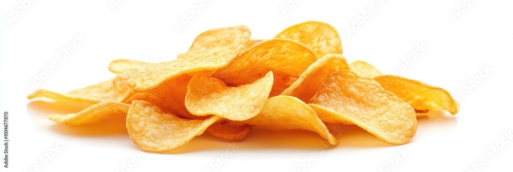 Assorted Collection of Crispy Potato Chips on White Background Assorted Collection of Crispy Potato Chips on White Background