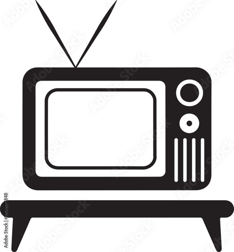 Television silhouette vector art illustration on a white background