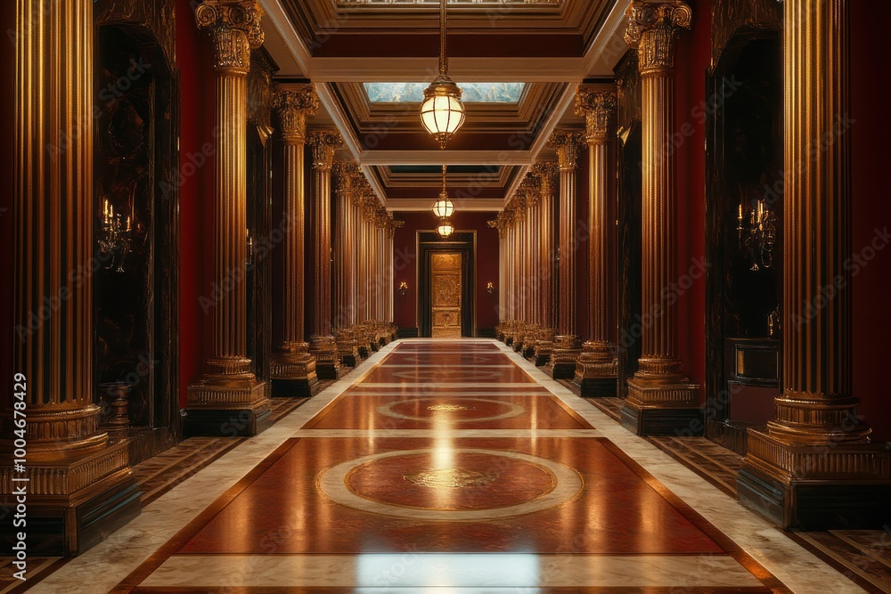 Luxurious Hallway with Stunning Architectural Details Luxurious Hallway with Stunning Architectural Details
