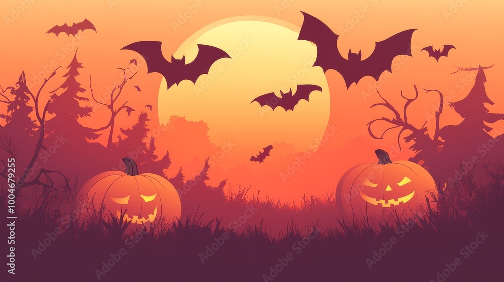 Soft, elegant shadow shapes of Halloween icons like bats and pumpkins, subtly blending into a gentle, gradient backdrop, Soft, elegant shadow shapes of Halloween icons like bats and pumpkins, subtly blending into a gentle, gradient backdrop,