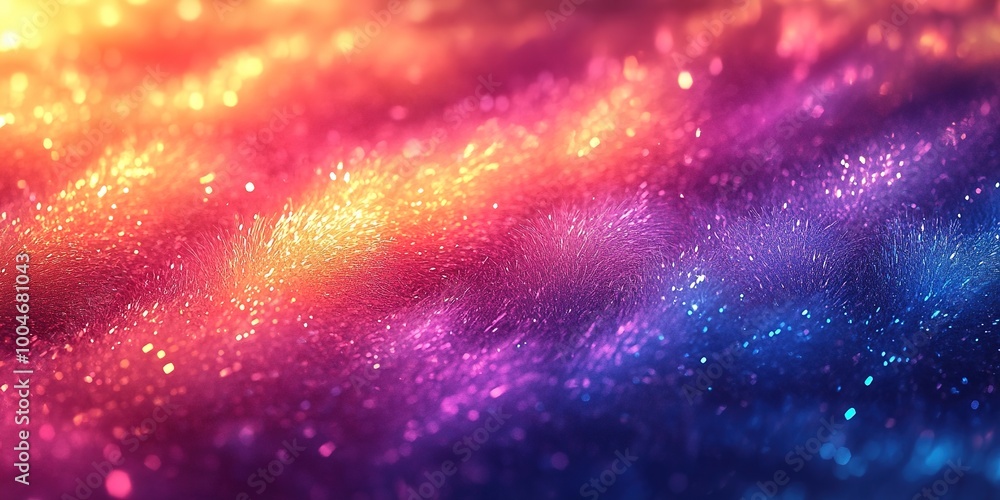Fototapeta premium Shimmering rainbow faux fur with sparkling details