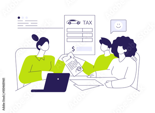 Pay car sales tax abstract concept vector illustration.