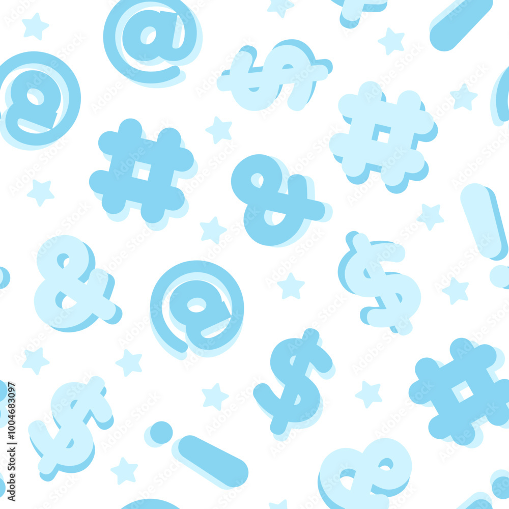 Obraz premium Symbols Wallpaper, Keyboard Symbols, Dollar Sign, Number Sign, Cute Wallpaper, Ampersand Pattern, Seamless Pattern, Repeat Pattern, Vector Illustration Background