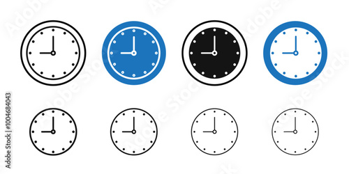 Clock nine icon Thin line art collection