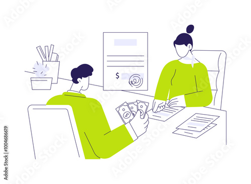 Pay business registration fee abstract concept vector illustration.