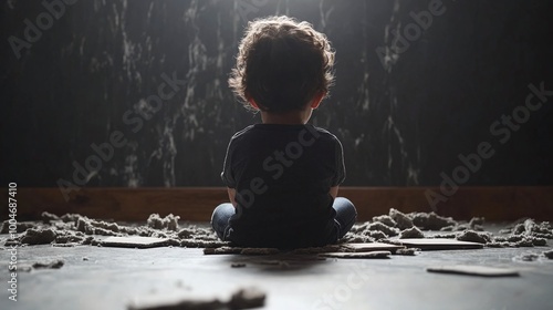 child advocacy and emotional impact of divorce court proceedings on a child showcased in a conceptual image representing custody rights and protection during parental separation photo