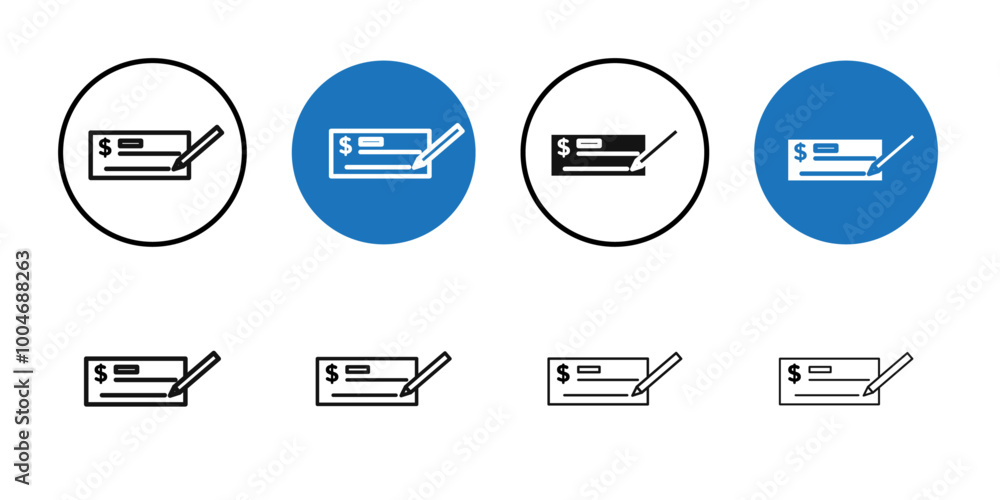 Money check icon Thin line art collection Money check icon Thin line art collection