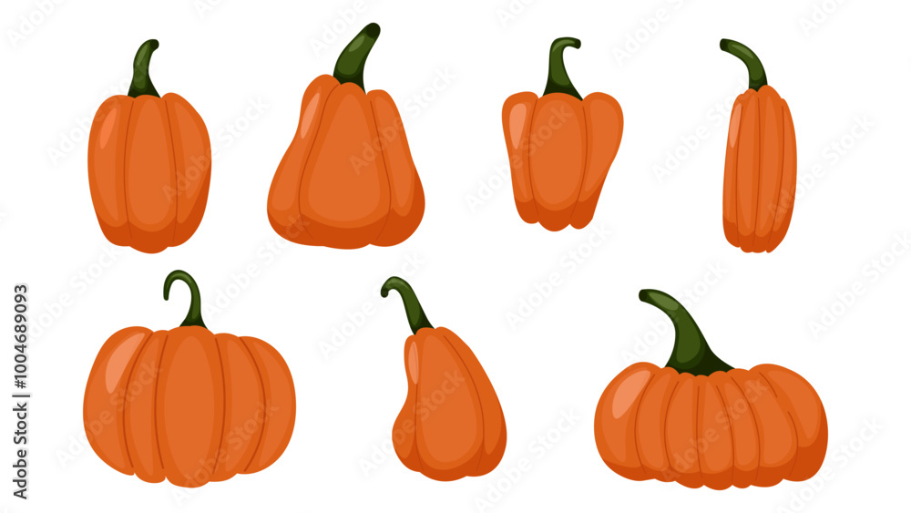 Pumpkins of different shape set. background autumn Pumpkins of different shape set. background autumn