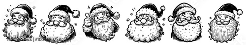vintage santa claus portraits with festive expressions black vector