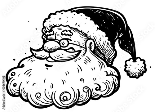 doodle santa claus in sketchy cartoon illustration black vector