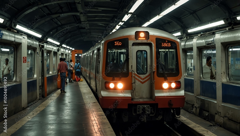 Indian metro train with a focus on selective detail. Indian metro train with a focus on selective detail.