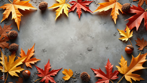 Fall Autumn Leafs Orange Brown Background Stone