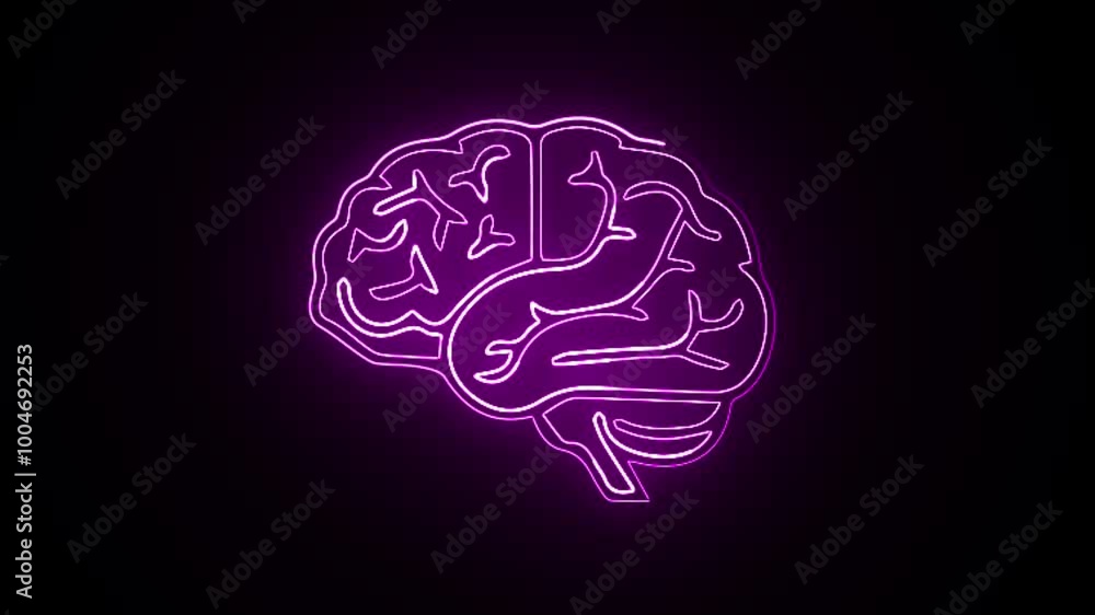 Glowing neon Brain icon isolated on black background. Glowing neon Brain icon isolated on black background.