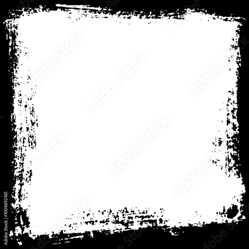 Black silhouette of square grunge frame made of paint brush strokes. Vector illustration