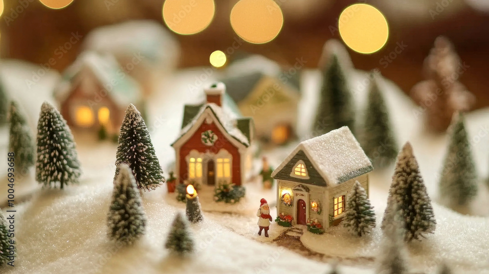 Miniature Christmas Village Scene Miniature Christmas Village Scene