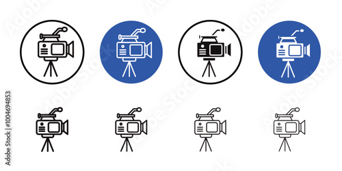 TV camera icon Thin line art collection