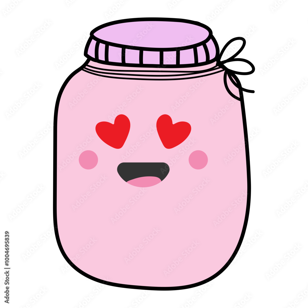 pink jar with love smile and hearts pink jar with love smile and hearts