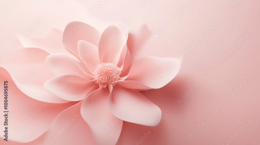 Pink paper flower with soft petals, close-up. Elegant art and design concept Pink paper flower with soft petals, close-up. Elegant art and design concept
