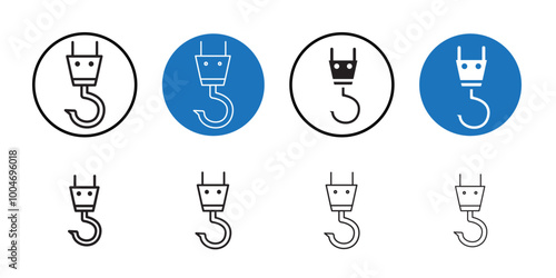 Winch hook icon Thin line art collection