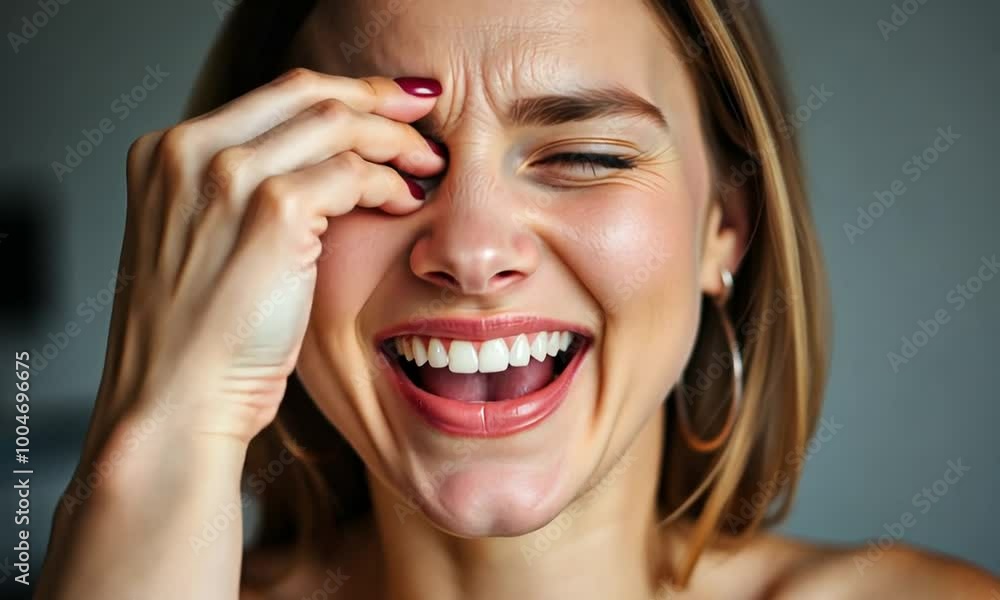 A young woman bursts into laughter, her joy illuminating the cozy indoor space. Sunlight filters through, highlighting her vibrant energy and warm expression A young woman bursts into laughter, her joy illuminating the cozy indoor space. Sunlight filters through, highlighting her vibrant energy and warm expression