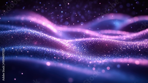 Wallpaper Mural Abstract Waves Of Glowing Particles In Purple And Blue Hues Torontodigital.ca