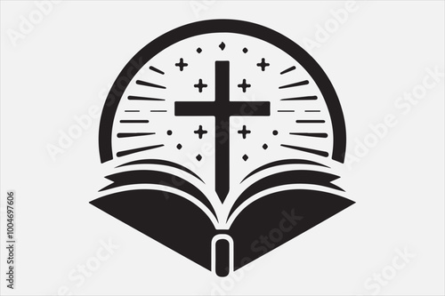 Silhouette of a holy Bible and cross