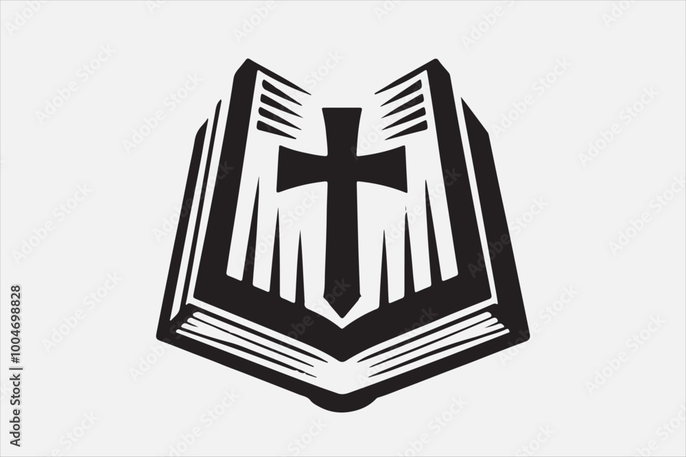 Silhouette of a holy Bible and cross Silhouette of a holy Bible and cross