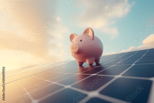 Piggy bank on solar panel