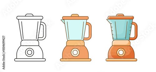 Blender vector icon set. Kitchen blender logo vector illustration.  Blender outline linear icon. 