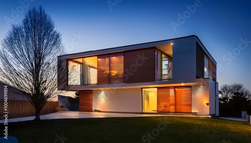 Modern house at night