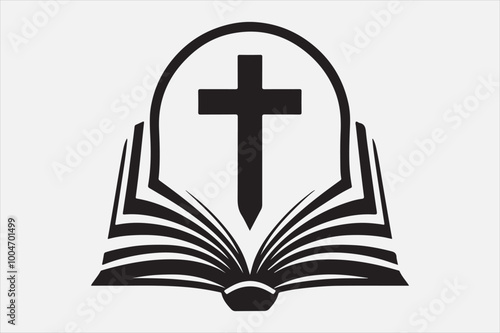 Silhouette of a holy Bible and cross