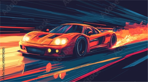 Illustration of a sports car. Supercar.