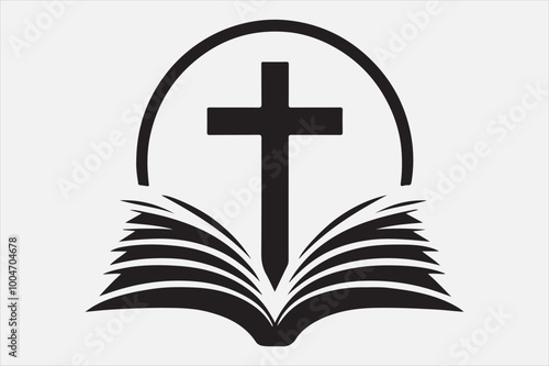 Silhouette of a holy Bible and cross