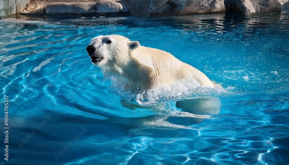 Naklejka premium polar bear in water