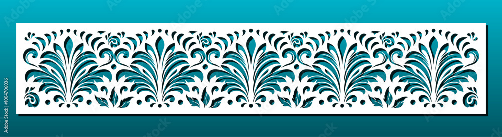 Laser cut panel, wall art decor, cnc stencil. Papercut, bookmark or decorative background. Room interior, privacy screen. Oriental floral pattern. Vector illustration Laser cut panel, wall art decor, cnc stencil. Papercut, bookmark or decorative background. Room interior, privacy screen. Oriental floral pattern. Vector illustration