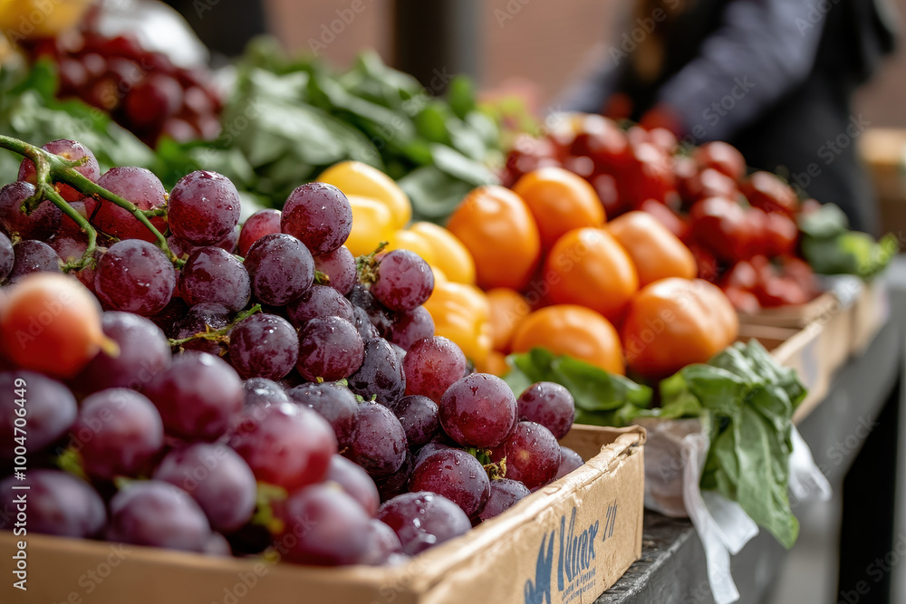Fresh and Vibrant Produce Display at a Local Farmers Market Fresh and Vibrant Produce Display at a Local Farmers Market