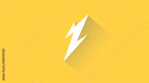 A white lightning bolt icon with a long shadow on a yellow background.