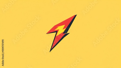 Abstract lightning bolt design on yellow background.