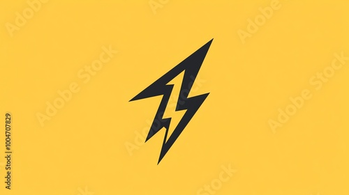 A simple black lightning bolt icon on a solid yellow background.