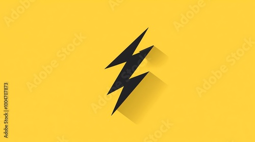 A black lightning bolt icon with a long shadow on a bright yellow background.