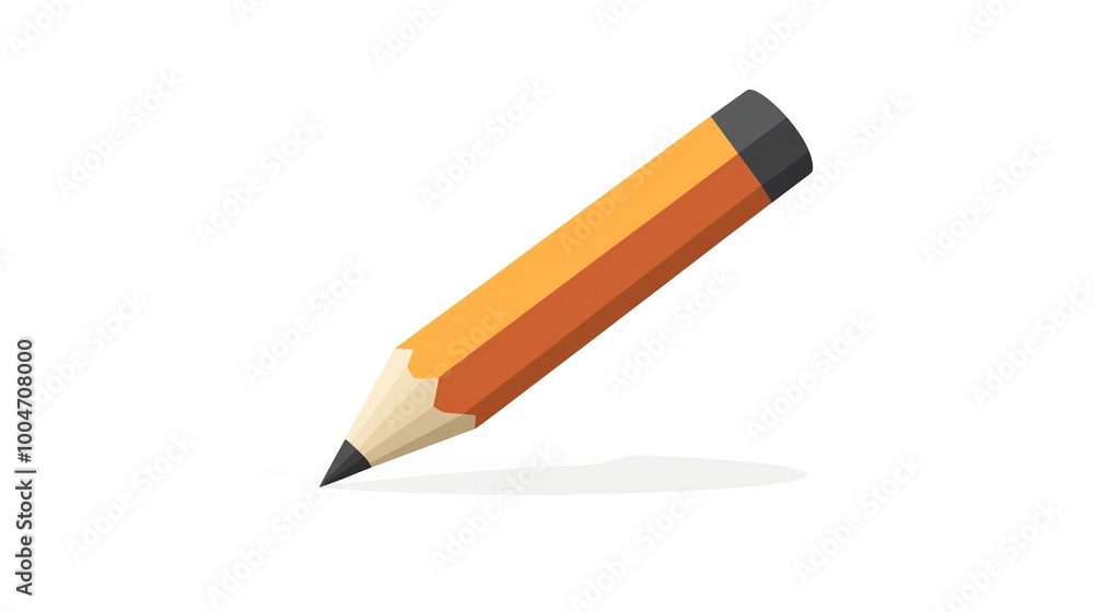 A yellow pencil with a black eraser on a white background. A yellow pencil with a black eraser on a white background.