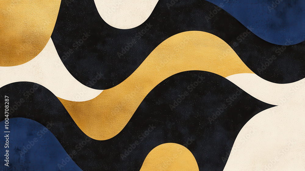 Elegant Abstract Design with Golden and Blue Wave Patterns in Modern Art Style Elegant Abstract Design with Golden and Blue Wave Patterns in Modern Art Style
