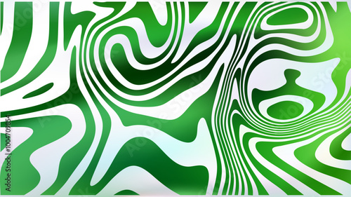 Abstract white green fluid swirl bg. Psychedelic groovy style