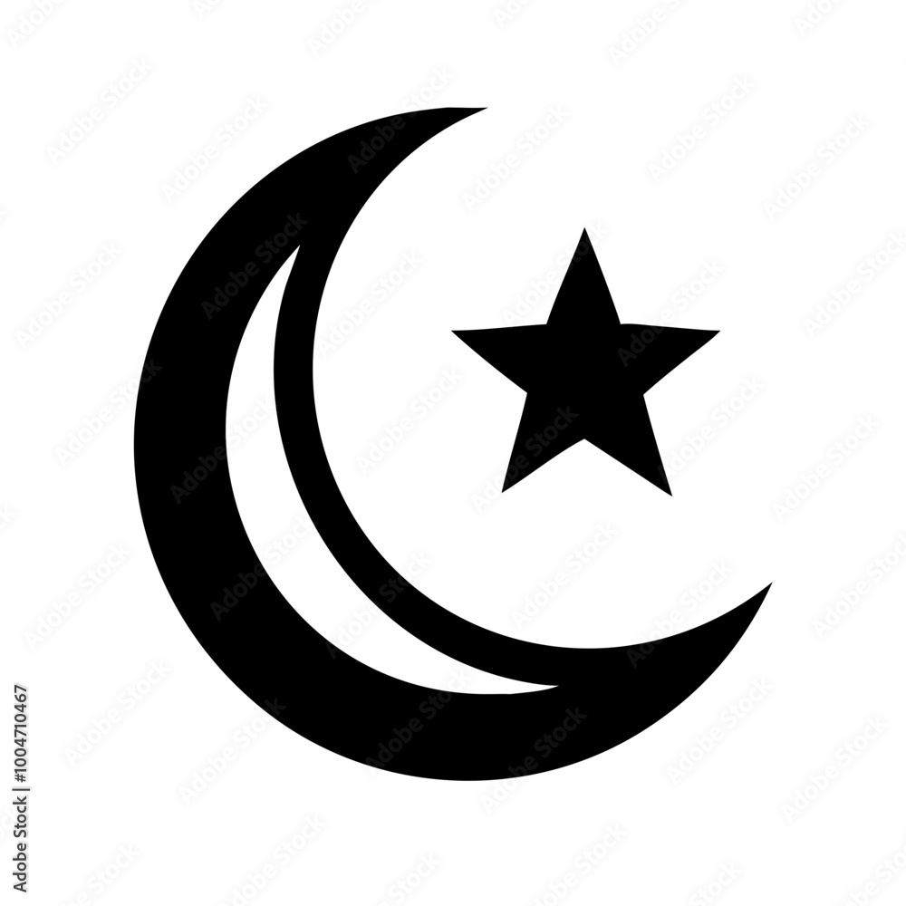 Crescent moon and star symbol illustration on a plain background Crescent moon and star symbol illustration on a plain background