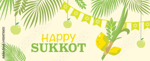 Banner Sukkot, jewish, Israel, etrog, lulav
